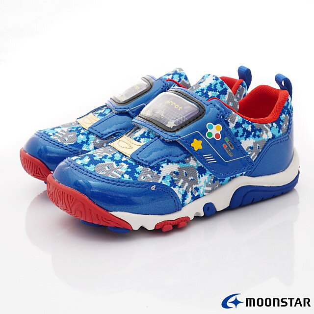 日本月星Moonstar機能童鞋Carrot系列寬楦公園玩耍防潑水速乾鞋款23295藍(中小童)