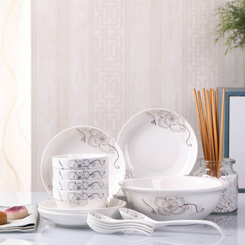 景德鎮家用陶瓷碗碟套裝創意簡約碗盤子碗筷湯碗中式網紅餐具套裝