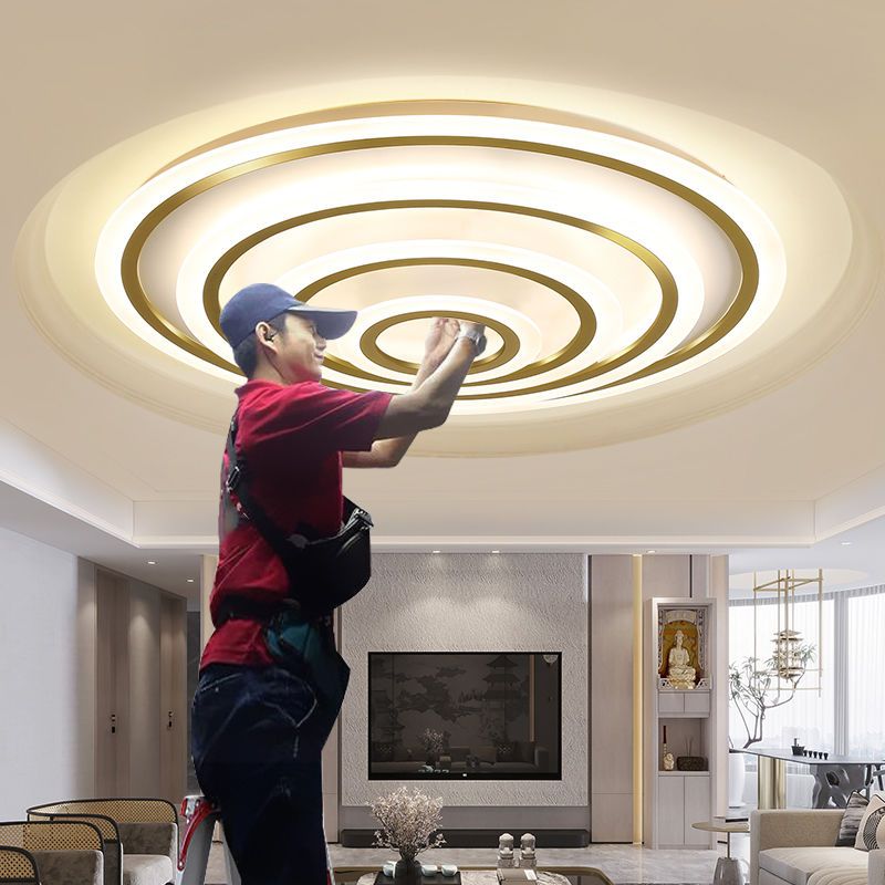 客廳燈簡約現代大氣家用高檔客廳大燈臥室燈圓形LED圓頂吸頂燈具