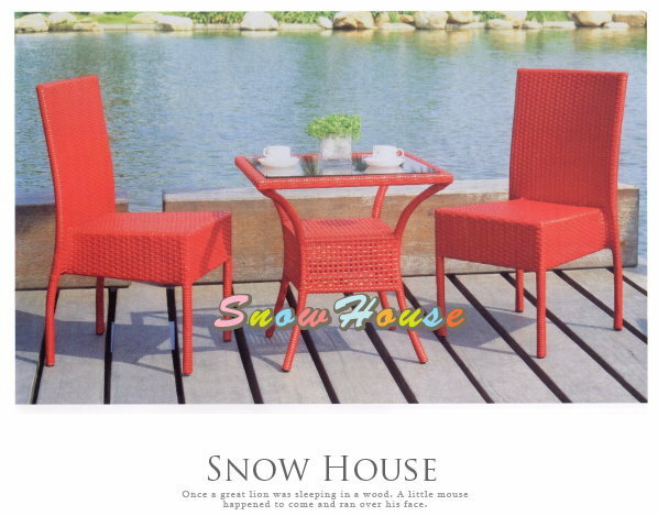 ╭☆雪之屋居家生活館☆╯A836-1@特惠組合@貴族花園鋼藤桌椅組一桌二椅-原價9500(紅色)