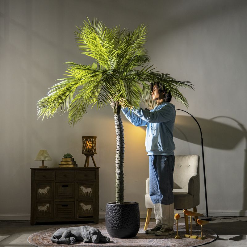 可開票 超低價 免運 大型模擬綠植網紅假樹刺葵針葵散尾葵仿生植物盆栽室內外造景裝飾 快速發貨