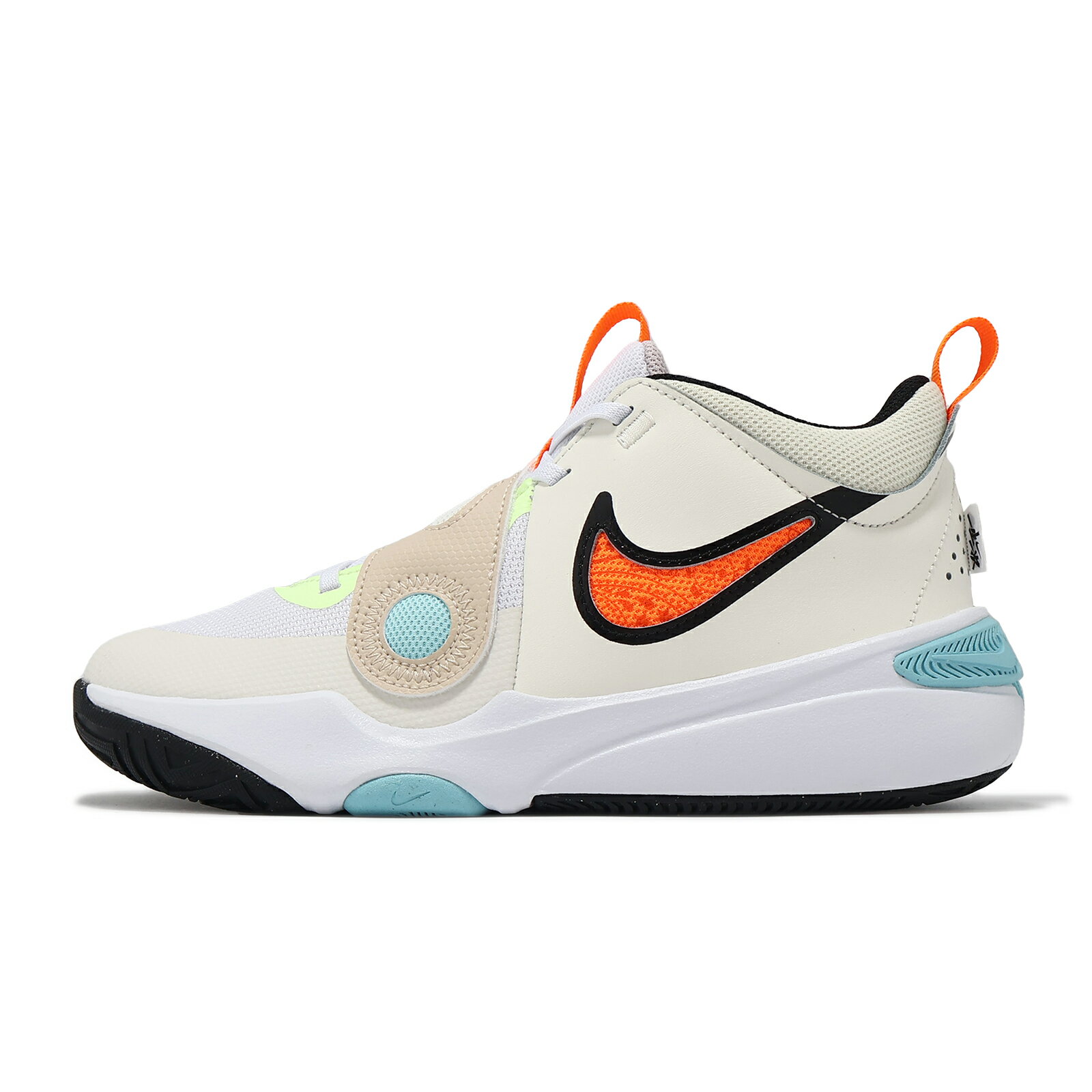 Nike 籃球鞋 Team Hustle D 11 GS 大童 女鞋 白 橘黃 魔鬼氈