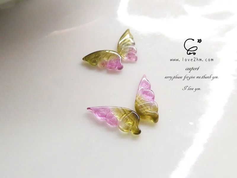 蝶戀 碧璽雙生蝶裸石 碧璽 水晶飾品 晶晶工坊 love2hm