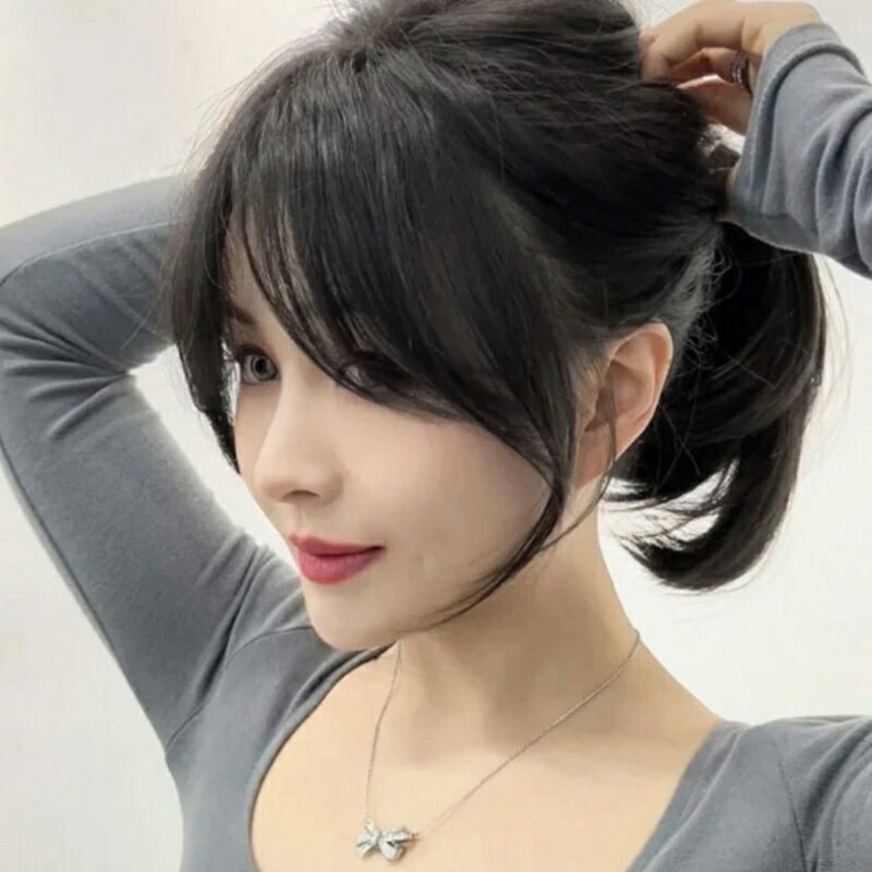 現貨+預購 女假瀏海真髮補髮塊透氣假髮片輕量假髮免打理隱形增髮量假髮接髮-遮白髮2色74jg25【獨家進口】【米蘭精品】 2