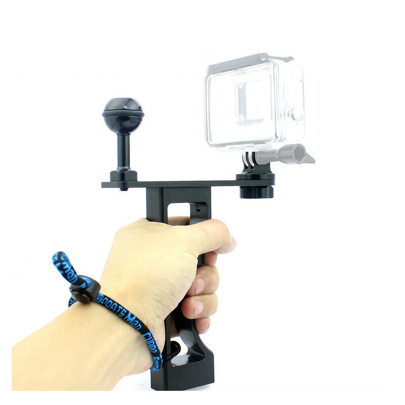 適用 GoPro 全系列/小蟻單反相機 CNC鋁合金單手持潛水攝影支架