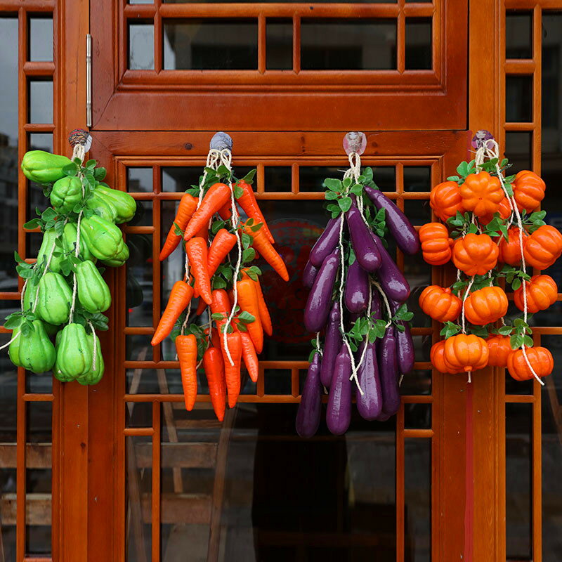 仿真蔬菜假玉米辣椒大蒜花生農家樂飯店裝飾品農作物模型水果掛串