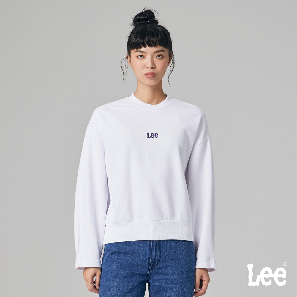 Lee 女款 寬鬆版 胸口標語 小LOGO 衛衣 大學T | Modern