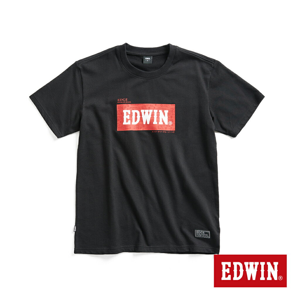 EDWIN EDGE系列 跑車BOX LOGO立體印花短袖T恤-男款 黑色