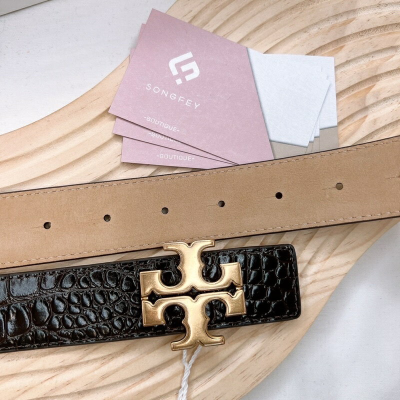美國代購🇺🇸台灣現貨 Tory Burch 專櫃款 金磚 壓紋皮帶【送禮精選★APP下單點數4倍送】
