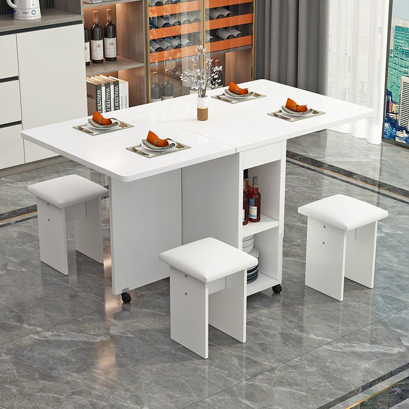 折疊餐桌多功能家用小戶型可移動一桌四椅簡易租房長方形吃飯桌子