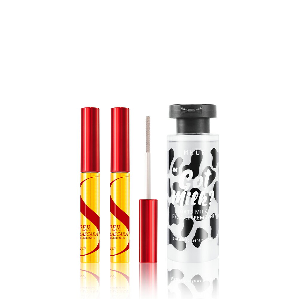 MKUP 美咖【新品上市】Super纖長電眼睫毛膏2入+燕麥奶眼唇卸妝液