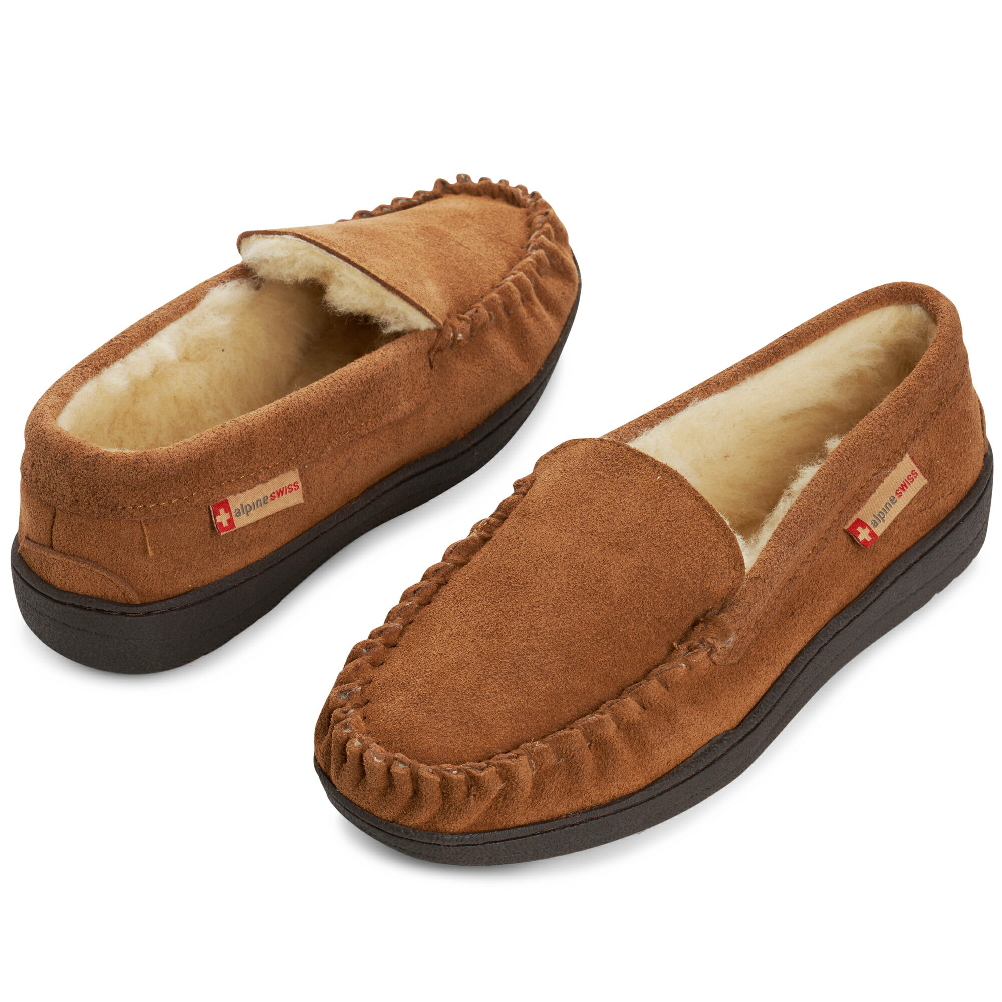 Mens Suede Shearling Moccasin Slippers 
