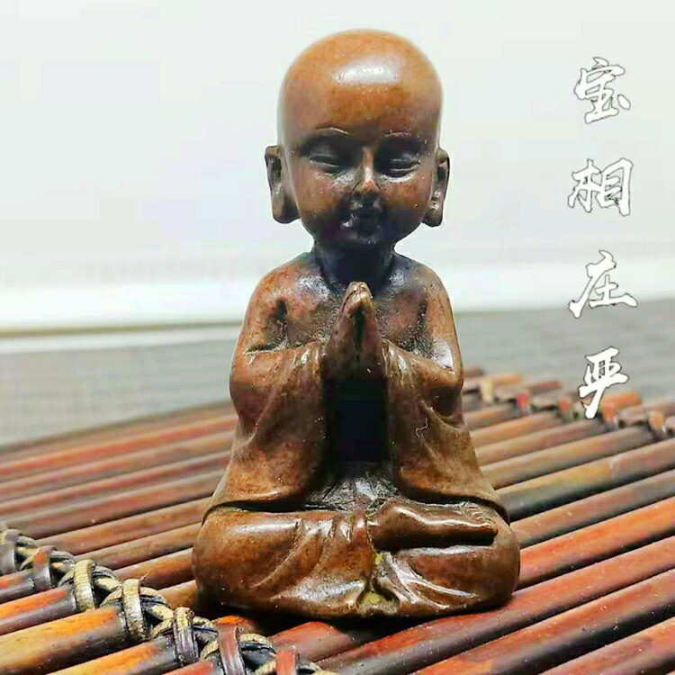 純紫銅小佛像擺件 一休小和尚 仕途保平安家居風水裝飾工藝品禮品1入
