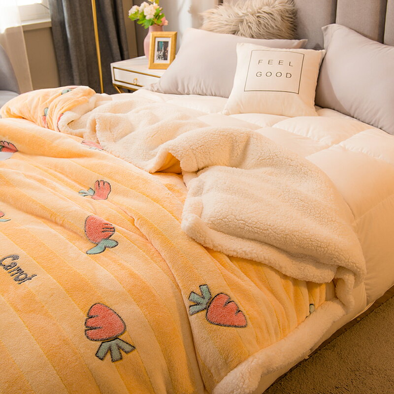 毛毯夏季薄款法蘭絨珊瑚絨毯子被子 加厚 冬季雙層保暖辦公室午睡