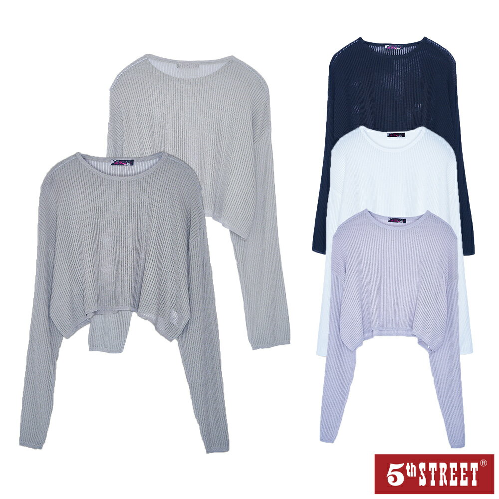 網購推薦-短版透膚針織上衣