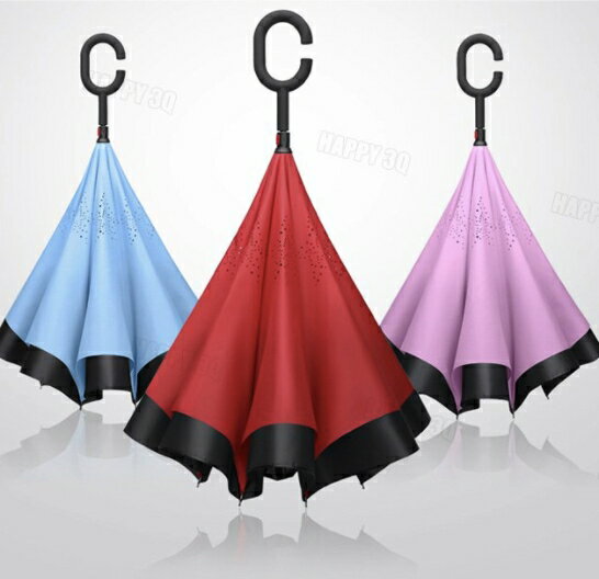 雙層自動傘摺疊傘折疊雨傘站立傘反向傘大雨傘雙層C勾-綠/粉/黃/紅/藍【AAA4361】