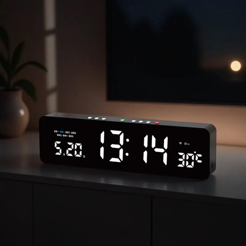 【店家補貼】wifi聯網自動對時led數字顯示電子時鐘客廳桌面擺件臺式2025新款