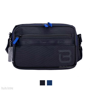 BESIDE-U 多夾層側背包 斜背包 休閒包 收帳包 BAPC2214 (黑/藍)