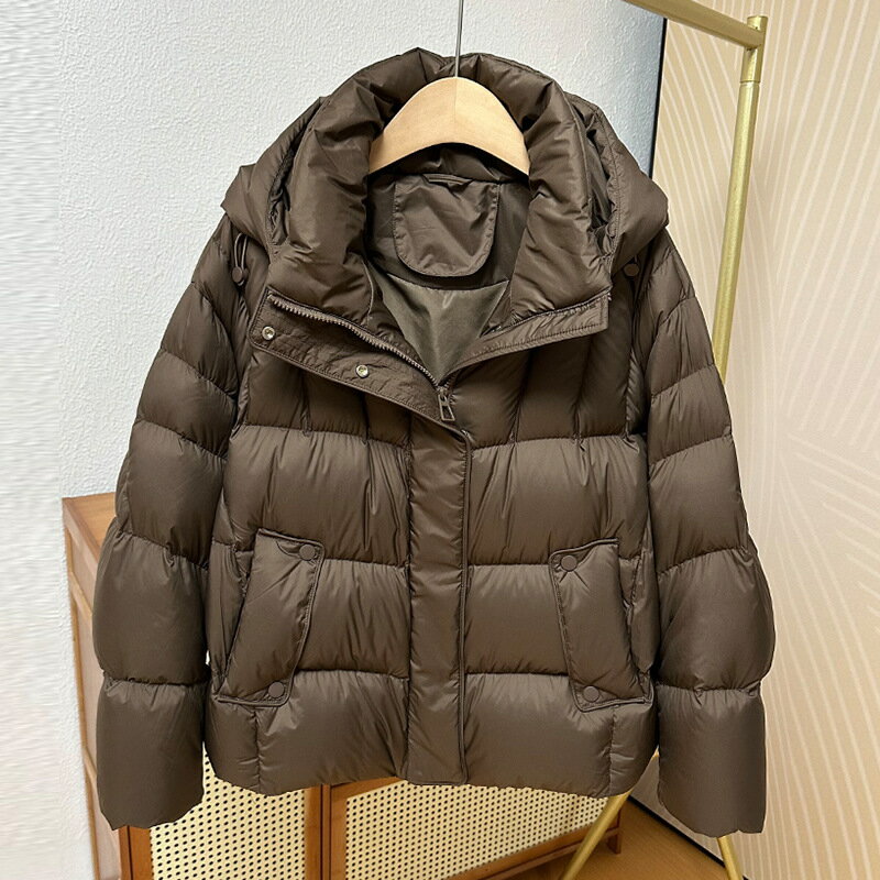 現貨+預購 真羽絨90%鴨絨羽絨外套-高品質超輕零壓感連帽加厚泡芙女夾克3色74jx86【獨家進口】【米蘭精品】 1