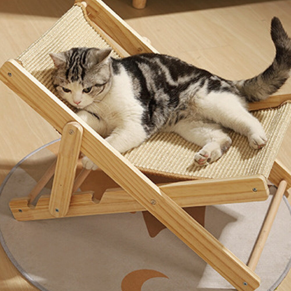 實木劍麻躺椅 四季通用 劍麻貓抓板 寵物床 寵物窩 貓窩 宅家寵物