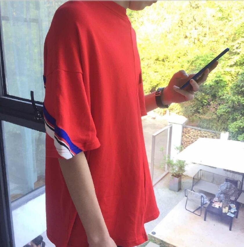 FINDSENSE MD 時尚 男 韓國 休閒 寬鬆 蝙蝠袖 條紋 特色口袋 短袖T恤 特色短T