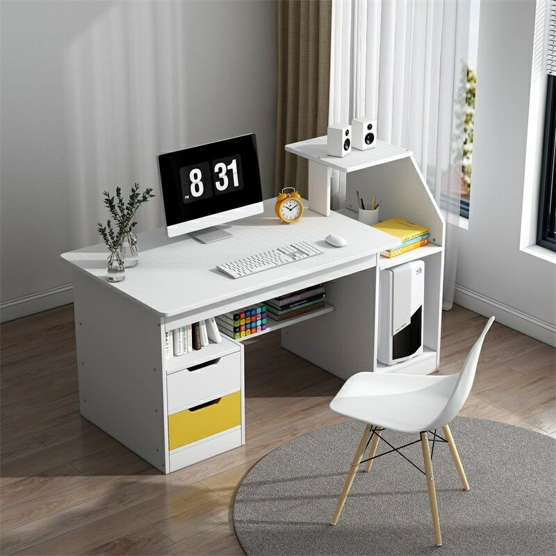 電腦檯式桌 書桌書架一件式臥室簡約家用學生寫字桌 辦公桌簡易桌子
