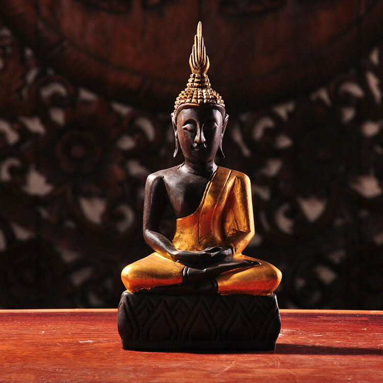 泰國工藝品實木雕刻佛像玄關擺設東南亞高檔復古客廳裝飾擺件1入