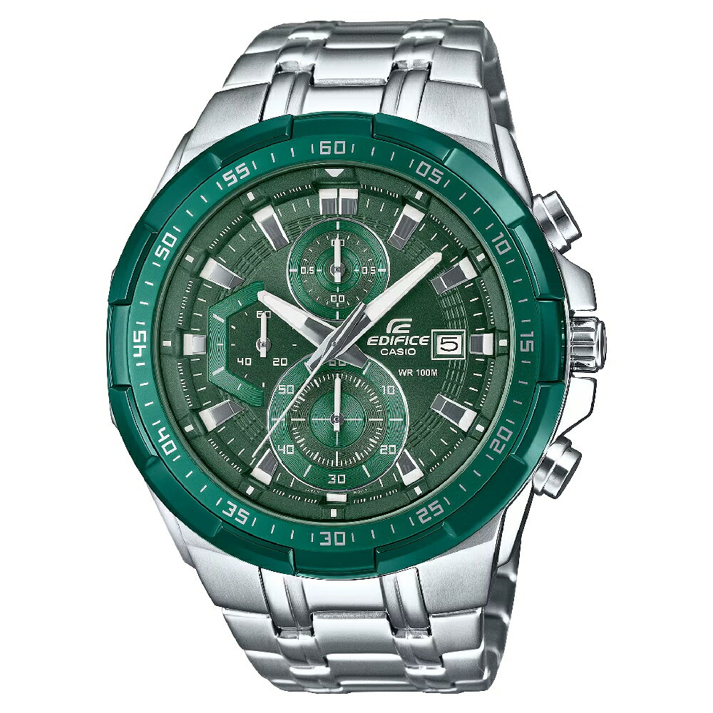 CASIO卡西歐 EDIFICE EFR-539DE-3AV 立體計時指標錶 綠面 49.5mm ｜樂天全館特惠中★指定刷卡回饋10%