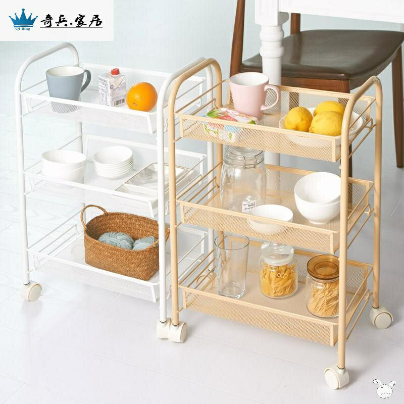 移動水果糕點心酒水碳鋼推車家用飲料流動備餐車置物架茶水小推車