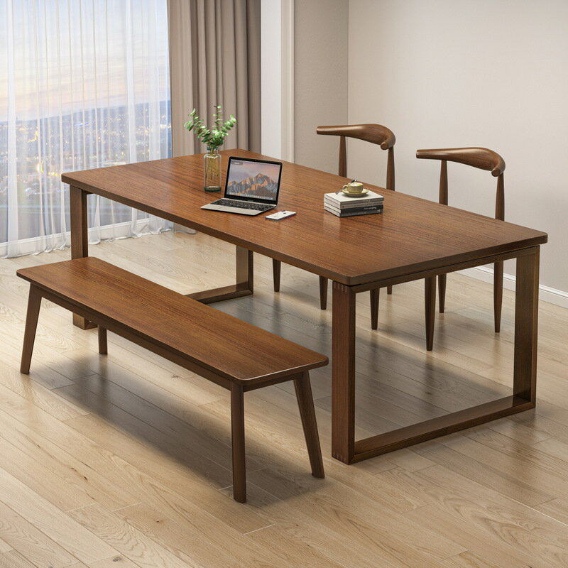 【品質保證】書桌 書臺 客廳家用大長工作臺新中式雙人實木腿學習寫字辦公桌