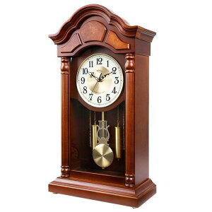灣式實木座鐘擺鐘客廳採報時鐘歐式複古桌麵時鐘表C
