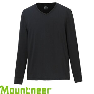 【Mountneer 山林 男款 V領紅外線彈性保暖衣《黑》】12K75/紅外線/貼身保暖/長袖內搭