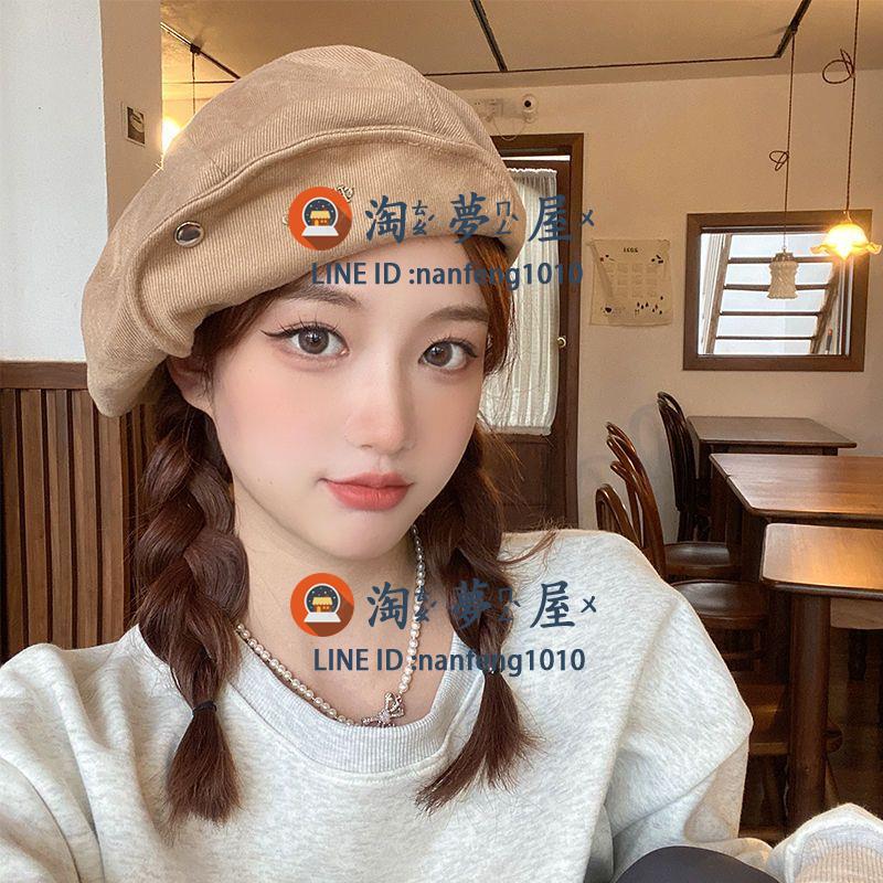 秋冬百搭八角雲朵帽貝雷帽顯臉小短簷畫家帽超大女大頭圍【淘夢屋】