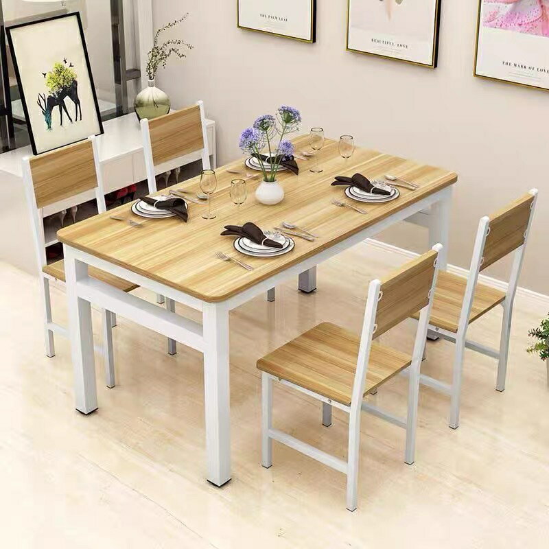 現代小戶型46人簡約家用簡易餐桌椅吃飯桌長方形快餐飯店餐桌組合