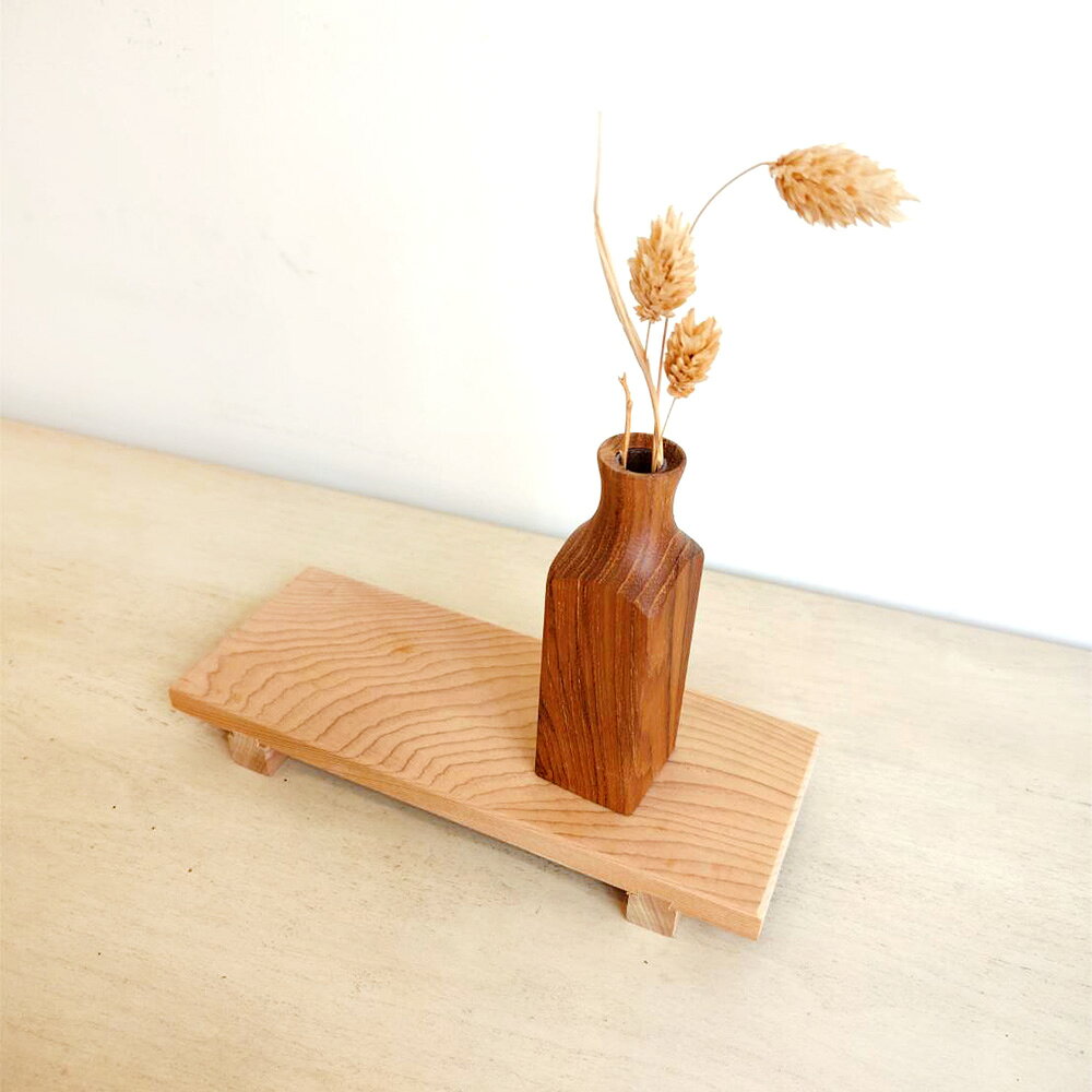 阿奇木器x覓品竹北手作店-小口徑木製花器/花瓶-柚木+檜木 1