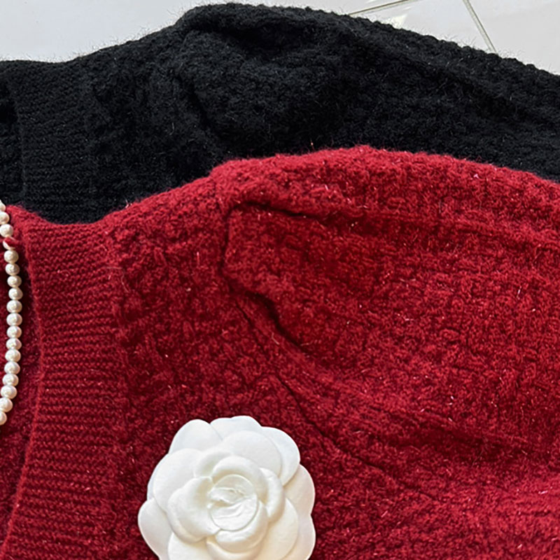 ANNAS 特價顯身材 正韓金蔥珍珠釦傘擺上衣 公主袖V領腰身顯瘦 紅色粗花呢小香風外套 性感氣質 過年新年婚宴 韓國金蔥上衣 8