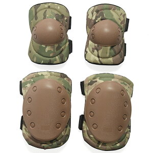 黑鷹戶外戰術護具護膝+護肘迷彩軍迷登山騎行訓練防護具四件套裝