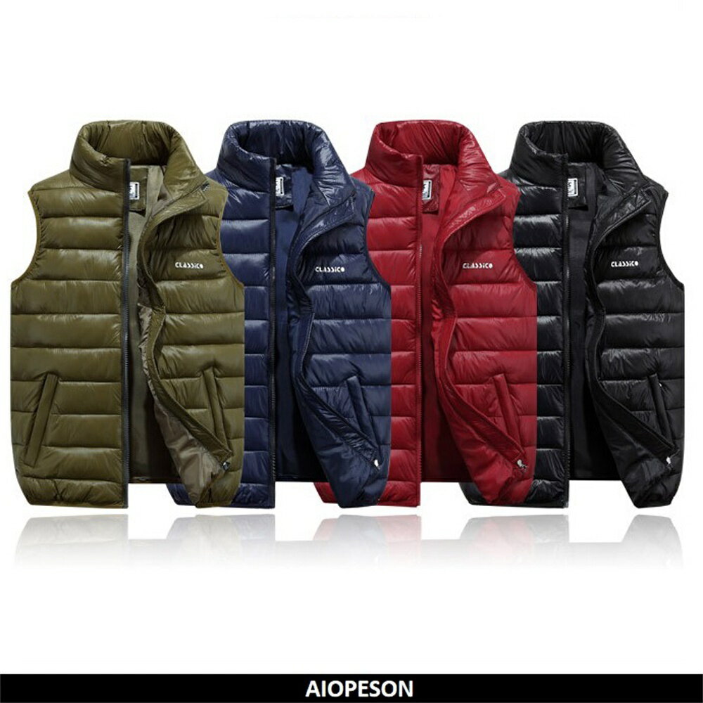 4色入【M-6XL】羽絨背心背心 加厚保暖羽絨背心 拉鏈口袋無袖坎肩 休閒舒適大尺碼防風外套 男生百搭外套 男生衣著