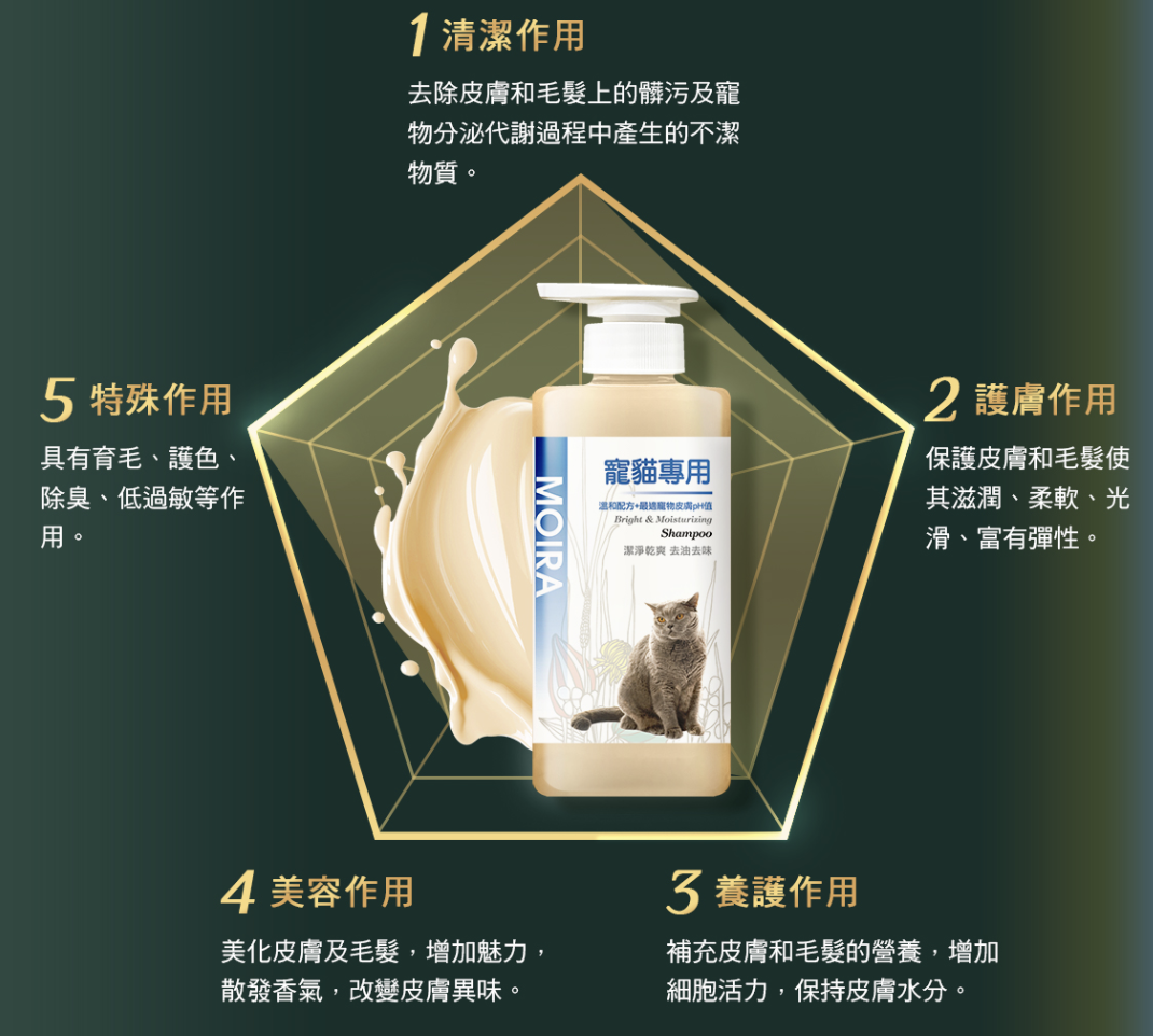 莫伊拉 Moira極緻精華 SPA等級 貓咪專用洗毛精(寵貓配方)-500ml