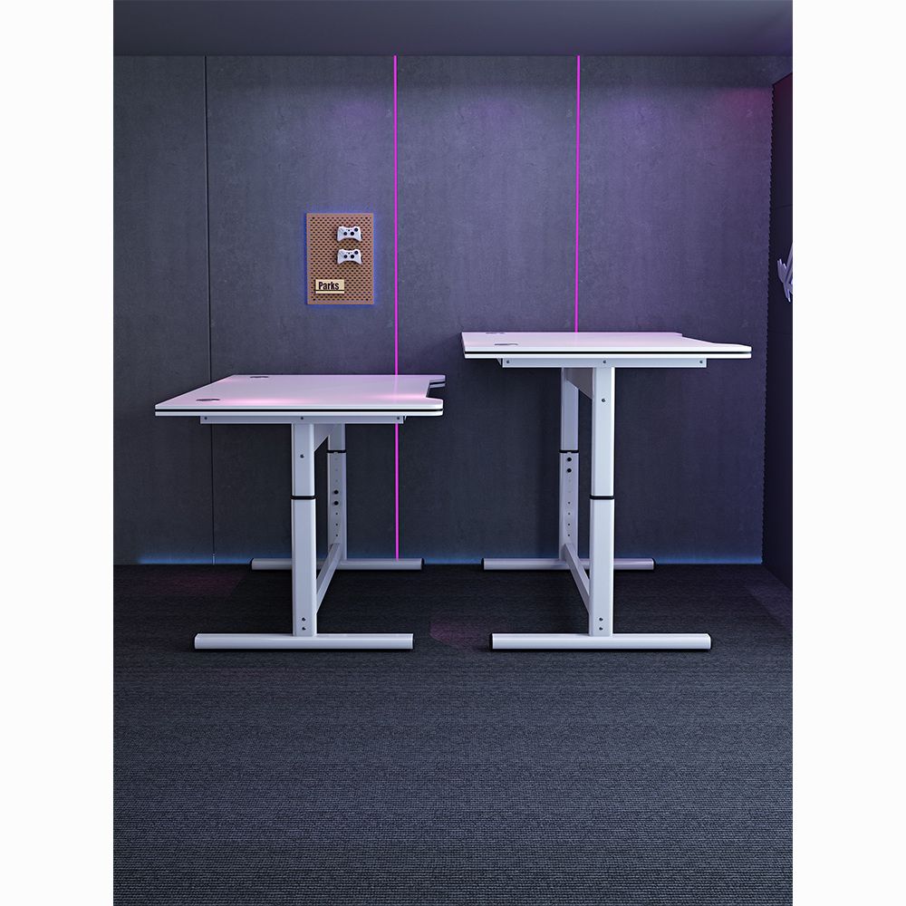 【可開發票】手搖可升降電競桌學習桌雙人碳纖維游戲桌臺式家用臥室辦公桌簡易 3