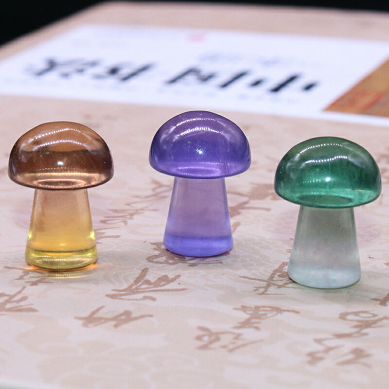天然彩色螢石原石擺件小蘑菇形桌面裝飾飾品兒童寶石水晶把玩