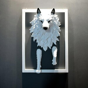 客廳背景墻面裝飾壁掛3D立體墻飾創意動物頭掛件歐式蒼狼壁飾玄關 摩可美家