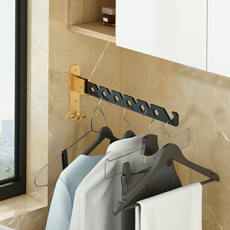 折疊晾 衣架 隱形曬衣服 室內 免打孔 伸縮桿 壁掛式 陽臺衛生間