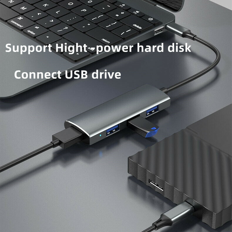 USB HUB四口集線器USB3.0轉TypeC分線器適用筆記本電腦擴充套件塢HUB【宜家良品百貨】