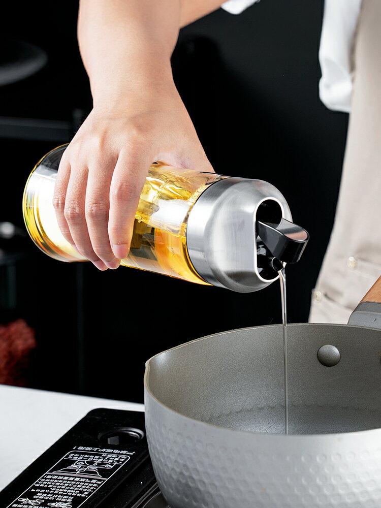 家用玻璃油壺 廚房自動開合油瓶油罐調料瓶創意醬油醋瓶