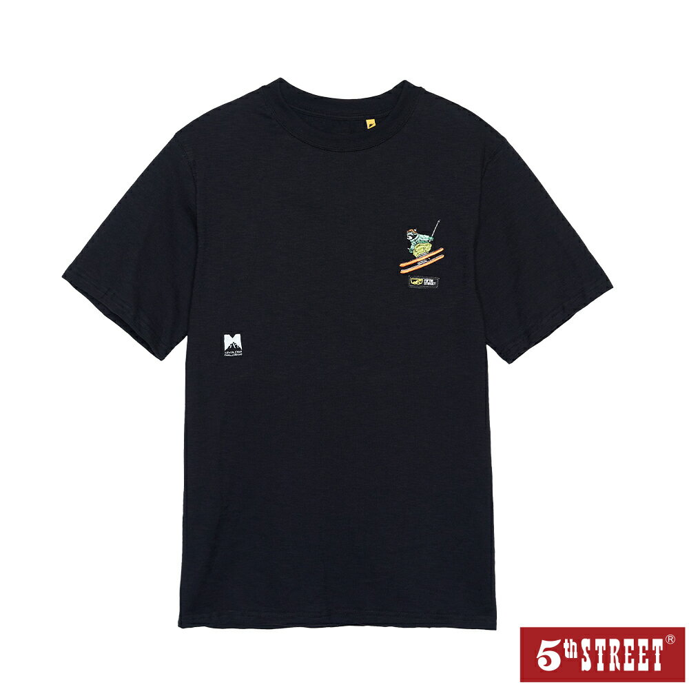 男裝 短T 滑雪 印花 短袖T恤 TEE 上衣 黑色 (571076) 【5th STREET】【全館滿$3000贈環保餐具收納袋】 ★夏季新系列 父親節送禮