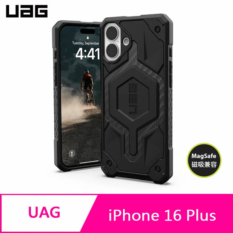 【APP4%點數】UAG iPhone 16 Plus 磁吸頂級版耐衝擊保護殼-碳黑