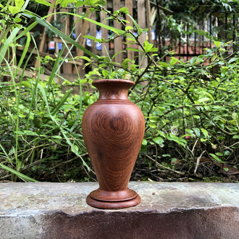 緬甸花梨實木質花瓶 紅木大果紫檀酒店客廳餐桌插花中式擺件包郵