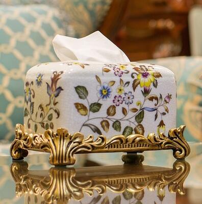 歐式紙巾盒家用客廳茶幾裝飾擺件復古陶瓷多功能遙控器收納盒 全館免運