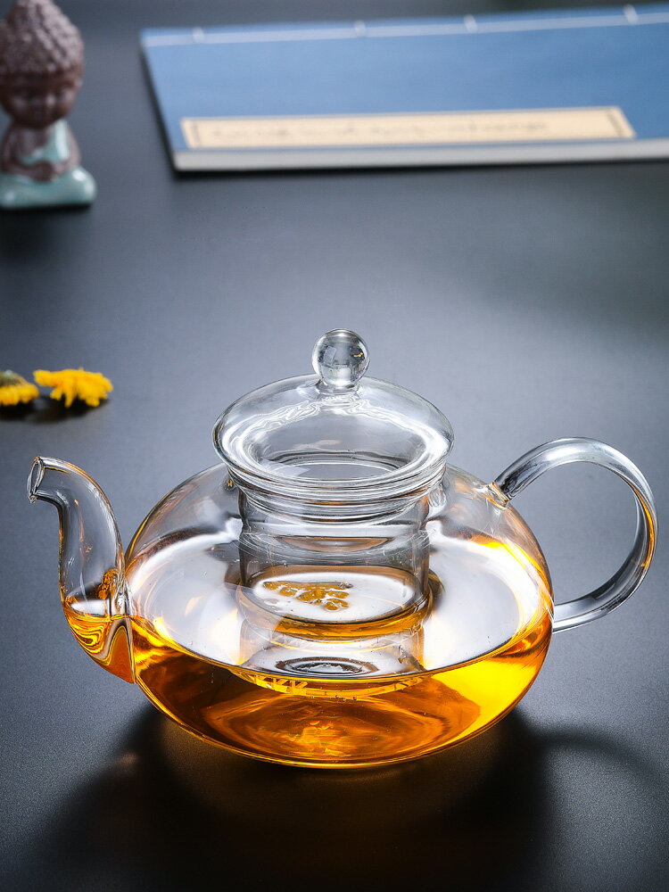 可加熱玻璃茶壺耐高溫加厚過濾泡茶壺家用功夫水果花茶壺茶具套裝